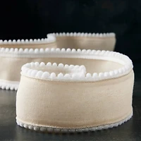 2.5" x 2yd. Faux Burlap with Pom Pom Trim Ribbon by Celebrate It®