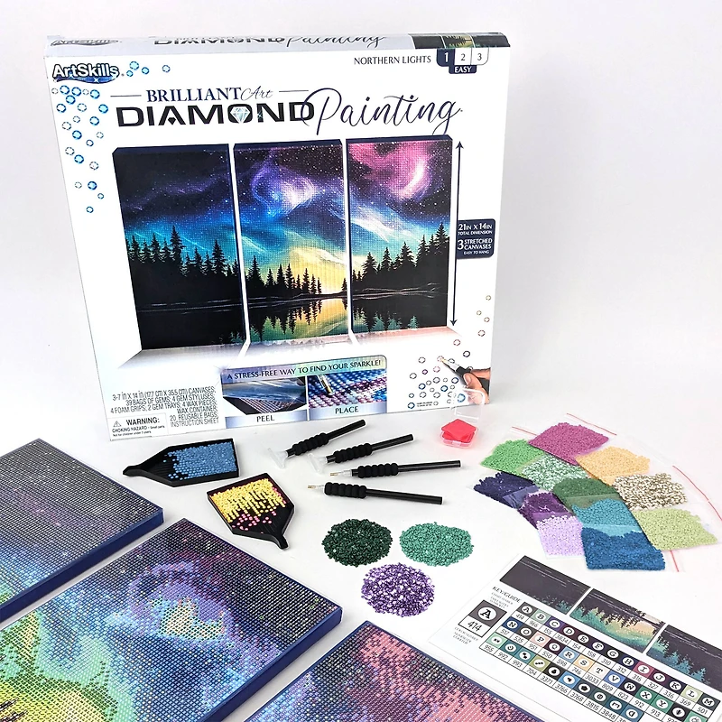 ArtSkills® Brilliant Art Northern Lights Stretched Canvas Diamond Painting Kit