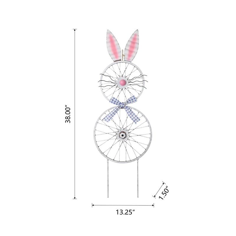 Glitzhome® 38" Easter Wheel Bunny Metal Décor