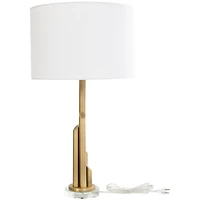 2ft. Gold Metal Abstract Tiered Pillar Accent Lamp with Glass Base