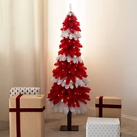 5ft. Pre-Lit Peppermint Artificial Christmas Tree, Clear Microdot LED Lights