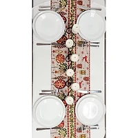 Wizardi 13.75" x 67" Christmas Table Runner with Holiday Icons