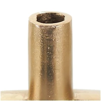 10" Gold Aluminum Geometric Circular Vase with Linear Etchings