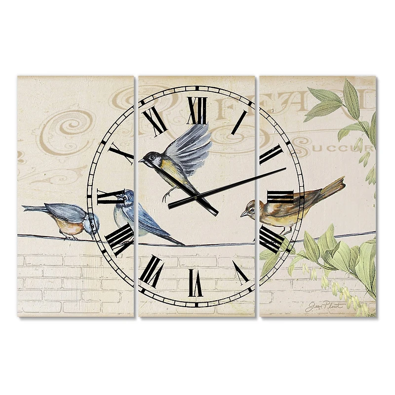 Designart Birds Gathered On Wire Paris I Multipanel Wall Clock