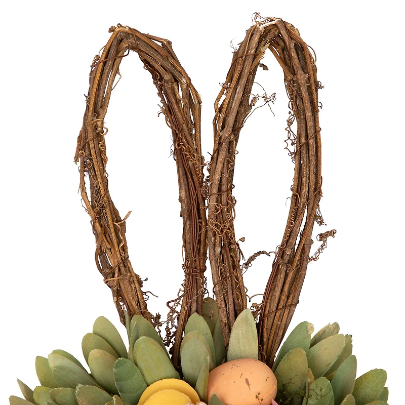 24" Shaved Wood Flowers Bunny Rabbit Silhouette Easter Wreath