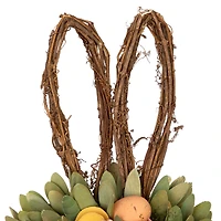 24" Shaved Wood Flowers Bunny Rabbit Silhouette Easter Wreath