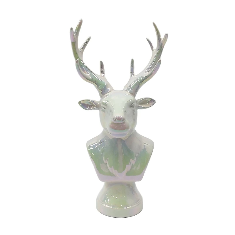 13.25" Iridescent White Reindeer Bust Tabletop Décor by Ashland®