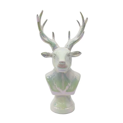 13.25" Iridescent White Reindeer Bust Tabletop Décor by Ashland®