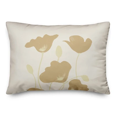 Simple Dusty Yellow Poppies 14" x 20" Throw Pillow