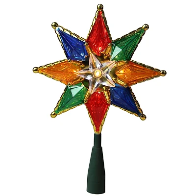 8" Lighted Multi Color 8-Point Star Tree Topper
