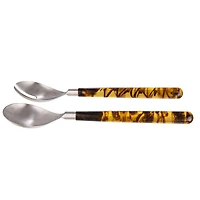 Hello Honey® Stainless Steel Salad Server Set with Marbled Handles in Drawstring Bag