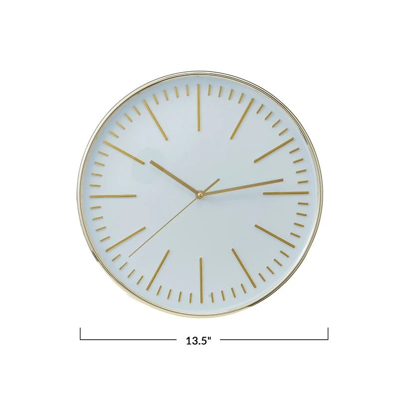 Hello Honey® 13.5" White & Gold Minimalist Aura Wall Clock
