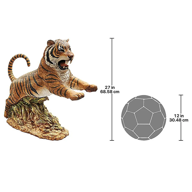 Design Toscano 27" Jungle Cat Leaping Bengal Tiger Statue