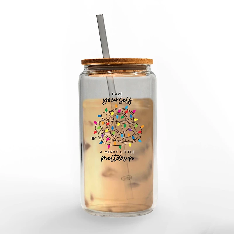 16oz. A Merry Little Meltdown Glass Can Tumbler