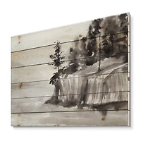 Designart - Monochrome Cliffs By The Lake