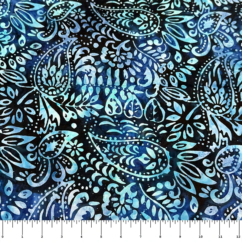 Feldman Premium Indonesian Batik Navy & Lilac Paisley Fabric