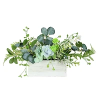 26" Succulent & Foliage Arrangement in Wooden Planter