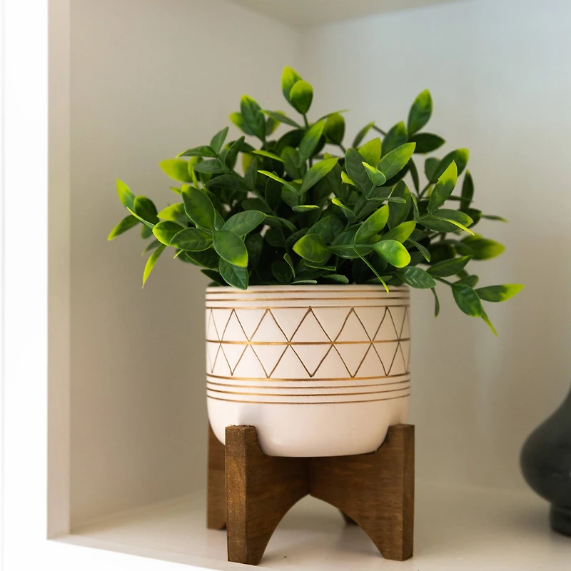 Flora Bunda® 11" Tea Plant in Geo Ceramic Footed Pot