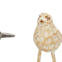 Set of 2 Gold Metal Farmhouse Bird Sculpture, 5" x 6"