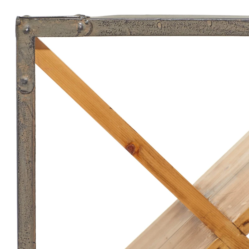 16" Wood & Metal Contemporary Wine Holder Rack