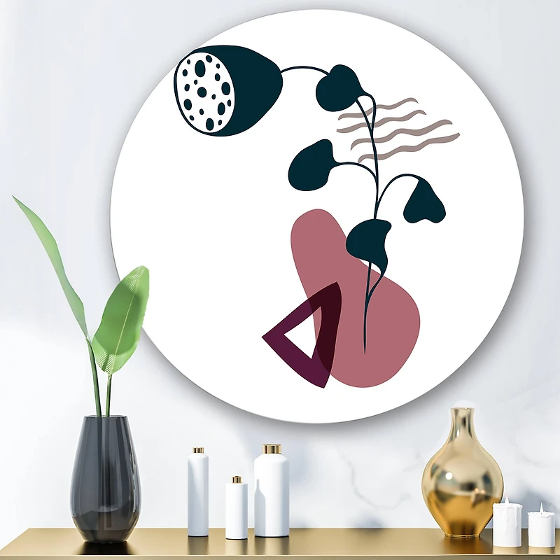 Designart - Elementary Shapes With Abstract Flowers Plants V