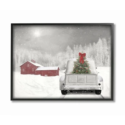 Stupell Industries Christmas Tree at Twilight Snowy Holiday Scene Framed Wall Art