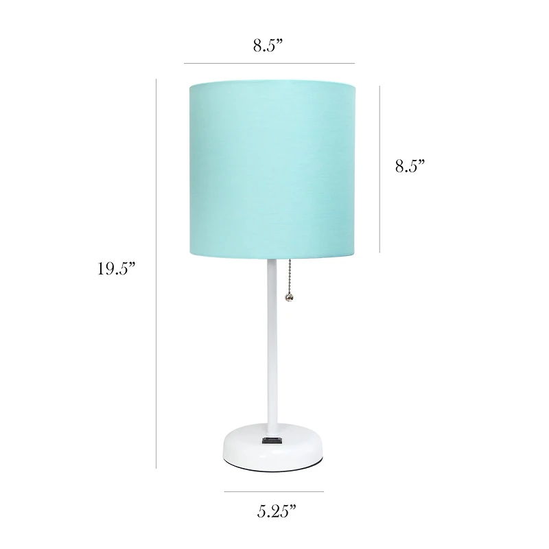 LimeLights White Base Lamp with Charging Outlet