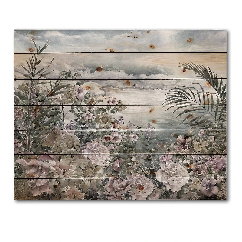 Designart - Retro Flowers By The Sea Side