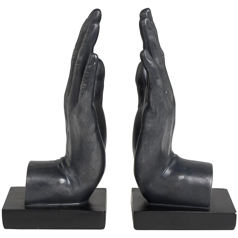 9.5" Black Polystone Hand Bookends, 2ct.