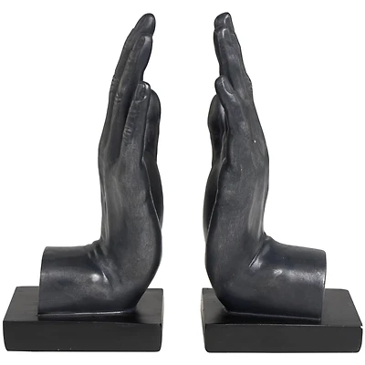 9.5" Black Polystone Hand Bookends, 2ct.