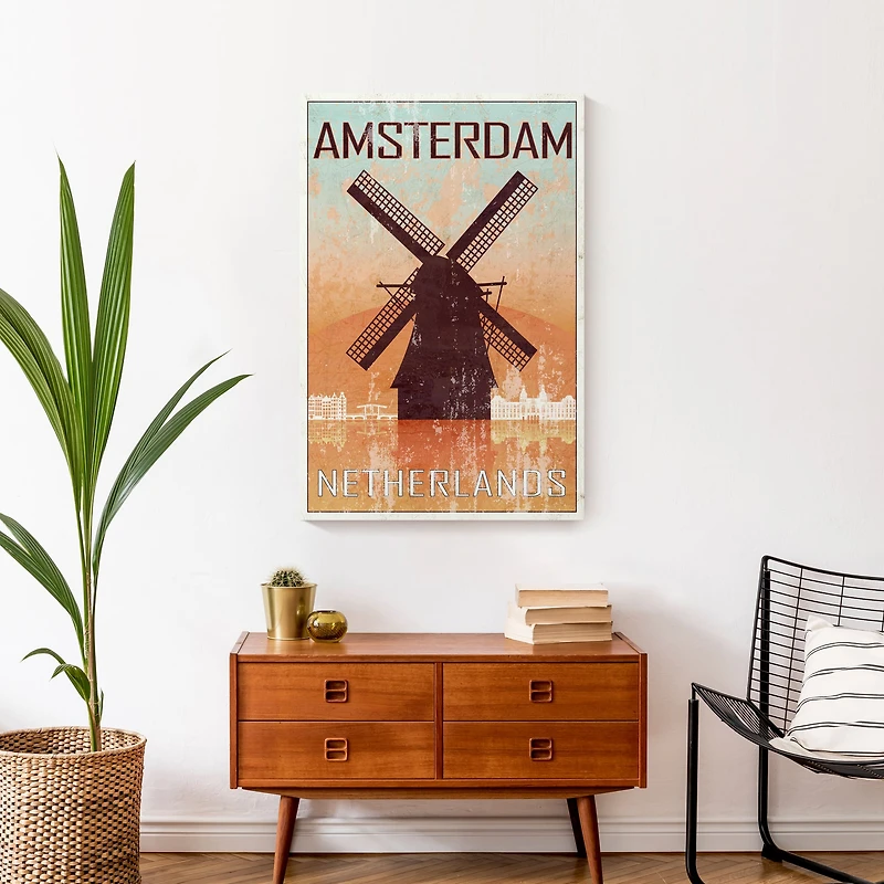 Netherlands Windmill 20" x 30" Canvas Wall Art