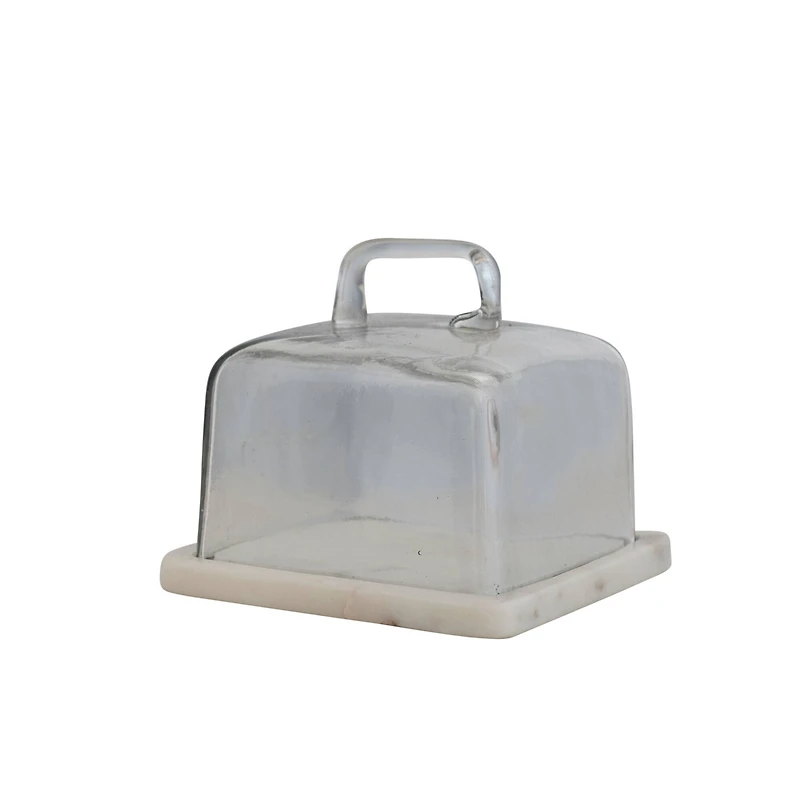 Hello Honey® Glass Cloche with White Marble Base