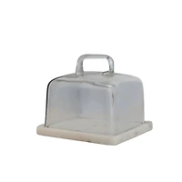 Hello Honey® Glass Cloche with White Marble Base