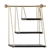 Gold Metal and Wood Modern Wall Shelves, 22" x 26" x 6"