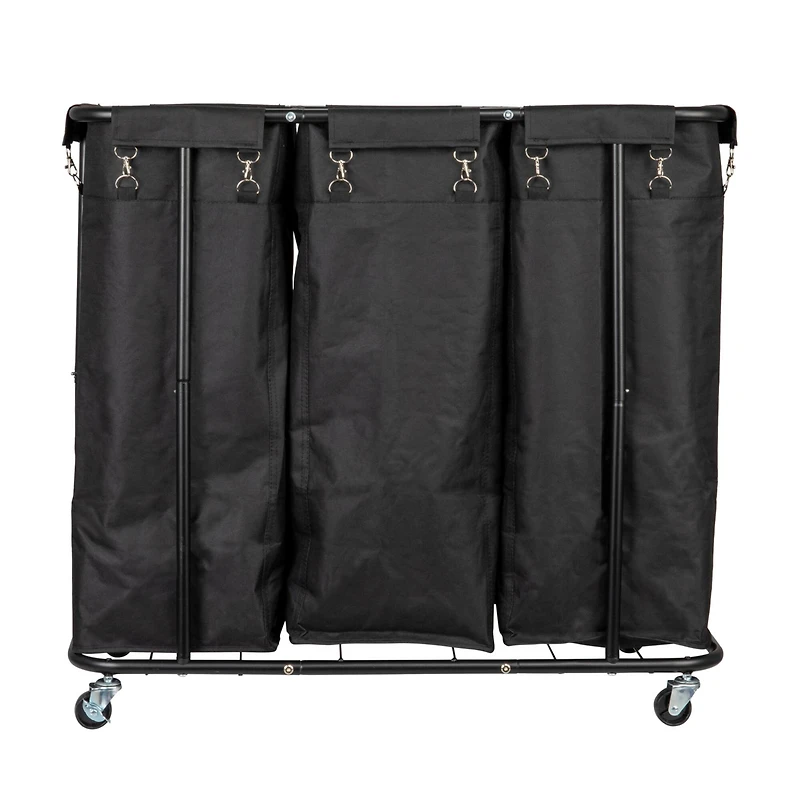 Household Essentials 34" Long Black 3-Bag Rolling Laundry Sorter
