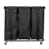 Household Essentials 34" Long Black 3-Bag Rolling Laundry Sorter
