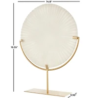 19" Cream & Gold Circle Disk Decorative Sculpture 