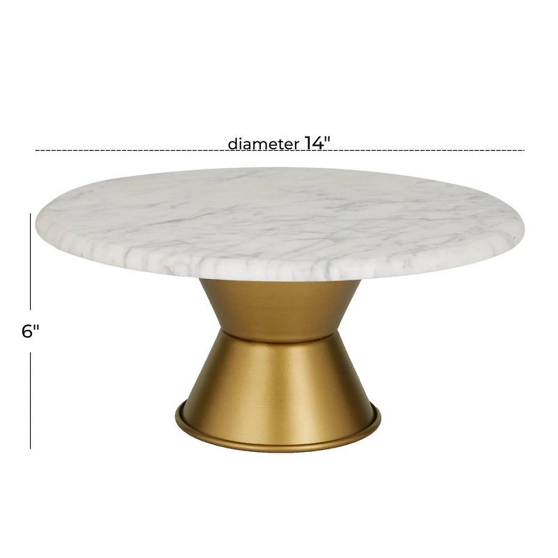 White Glam Cake Stand, 14" x 14" x 6"