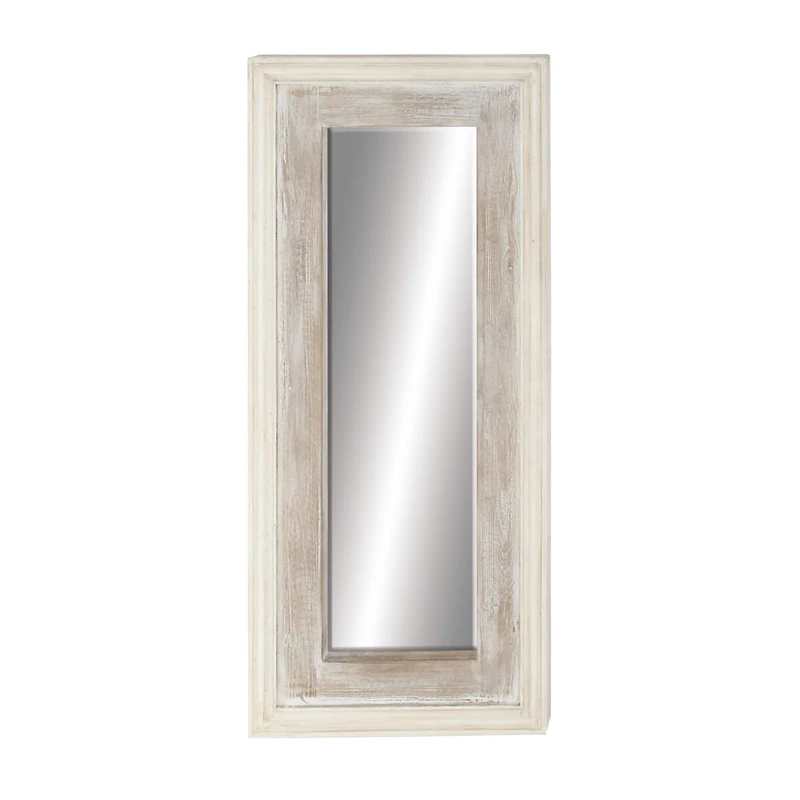 59" White Farmhouse Wood Wall Mirror