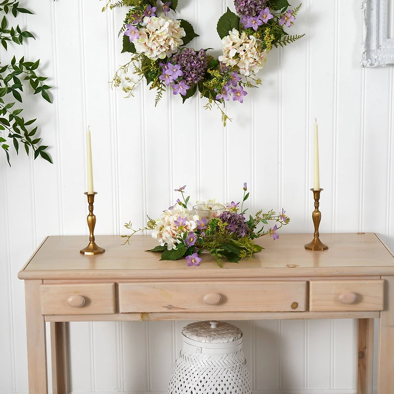 7" Purple Hydrangea Candelabrum