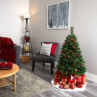 4ft. Pre-Lit Mixed Pine Artificial Christmas Tree, Clear LED Lights