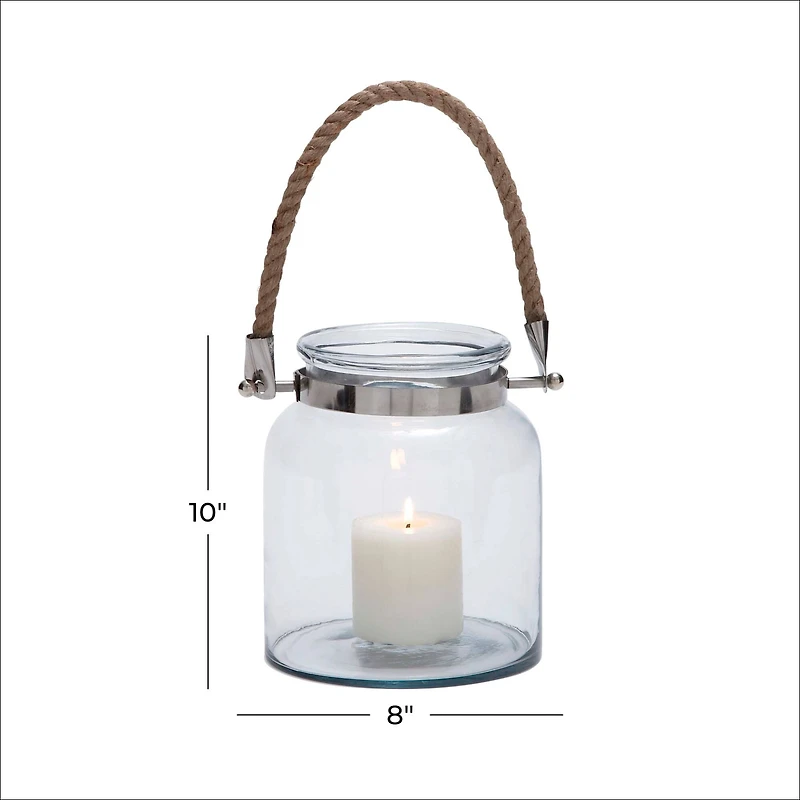 10'' Clear Glass Coastal Candle Lantern
