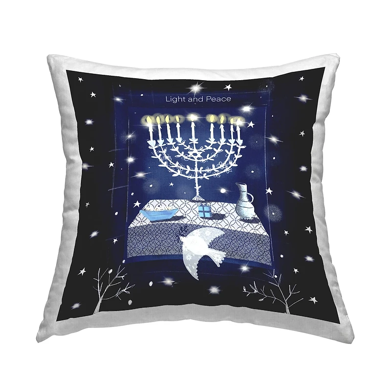 Stupell Industries Light & Peace Hanukkah Menorah Pillow