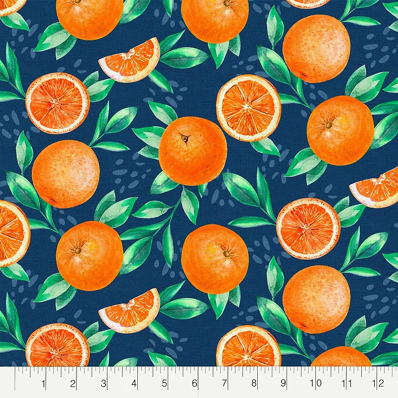Fabric Editions Navy Orange Grove Cotton Fabric
