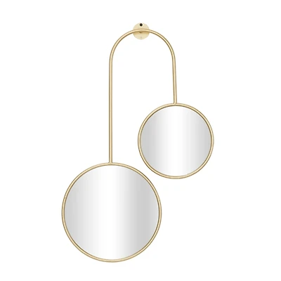 Gold Metal Modern Wall Mirror, Set of 28" x 18" x 1"