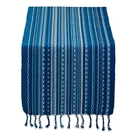 DII® 72" Blue Tonal Stripe with Fringe Table Runner