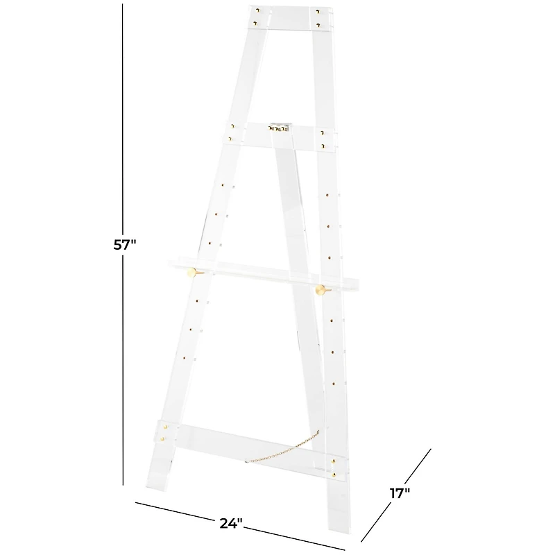 57" Clear Acrylic Plastic Adjustable 7-Tier Display Easel with Gold Metal Hardware & Chain Support