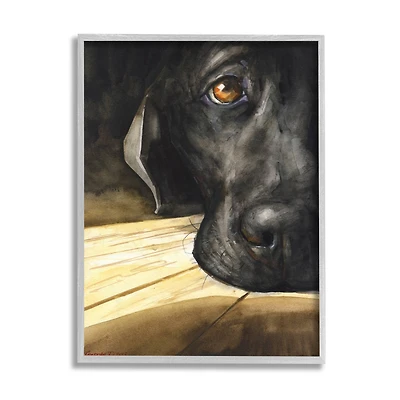 Stupell Industries Labrador Resting Pet Dog Portrait Brown Black Framed Wall Art