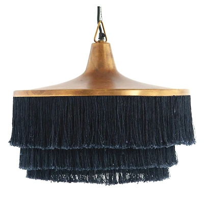 Hello Honey® 16" Charcoal Metal Pendant Light with Fringe