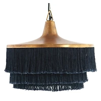 Hello Honey® 16" Charcoal Metal Pendant Light with Fringe